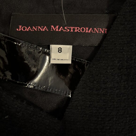 Joanna Mastroianni  Black Dress Glossy Trim Off-Shoulder - Size 8 - Picture 4 of 5